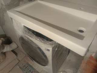 мойка со стиральной машиной под единой столешницей